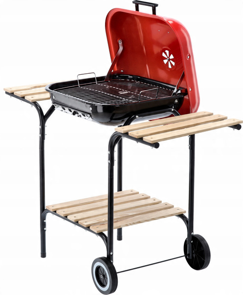 AMERICAN CHARCOAL BBQ WITH SIDE SHELVES AND WHEELS 96 x 45 x 75 CM