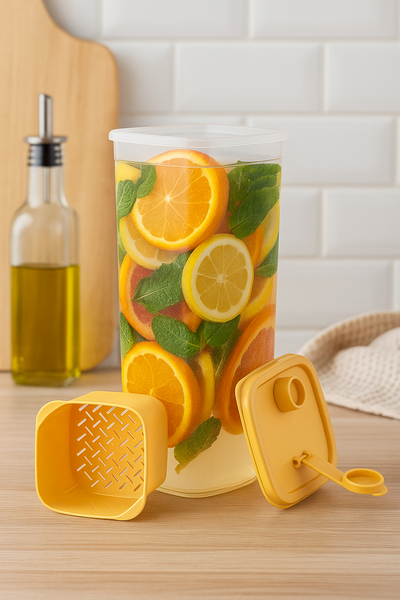 RECTANGULAR 2L PITCHER WITH FRUIT INFUSER INSERT TOWER
