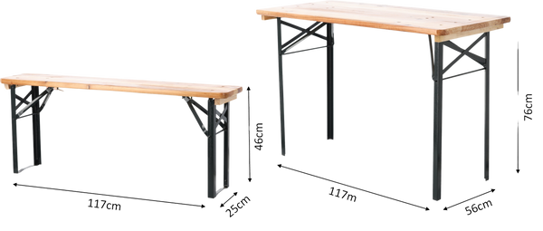 ZESTAW BIESIADNY - STÓŁ 117 x 56 x 76 CM + 2 ŁAWKI 117 x 25 x 46 CM