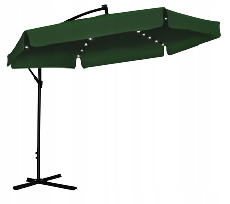 GARDEN UMBRELLA 3 M GREEN "BANANA" WITH COVER WITH LED