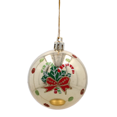 SET OF 6 CHRISTMAS BAUBLES GOLD 7 CM