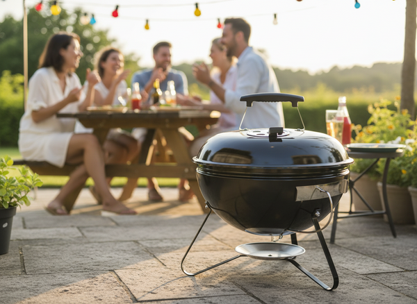 CHARCOAL KETTLE BBQ ON LEGS WITH LID 37 x 37 x 44 CM