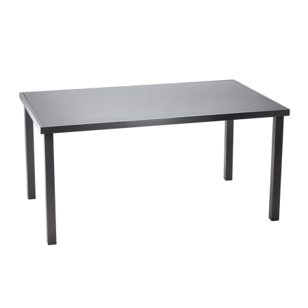 ALUMINUM GLASS TABLE 150 x 90 x 71 CM GREY