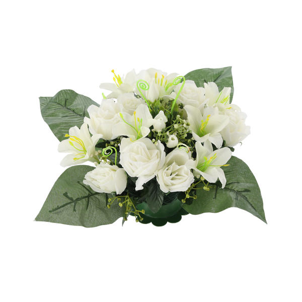 ARANJAMENT FLORAL ARTIFICIAL RĂNDURI ŞI LILIAC 25 x 27 x 27 CM MIX DE CULORI ambalaj=12 buc *2959