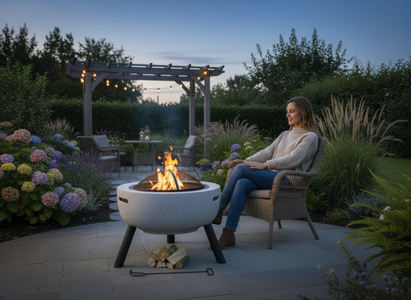 PALENISKO OGRODOWE NA NÓŻKACH Z POKRYWĄ I POGRZEBACZEM 60 x 60 x 52 CM