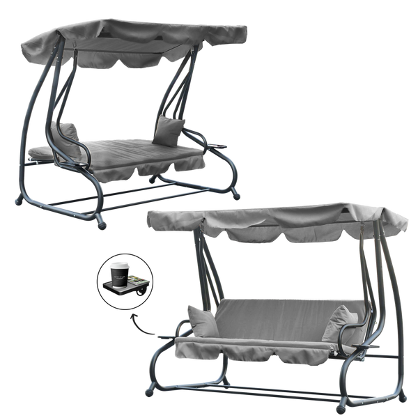 GARDEN SWING 210 X 120 X 170 CM GRAY WITH SUNBED FUNCTION