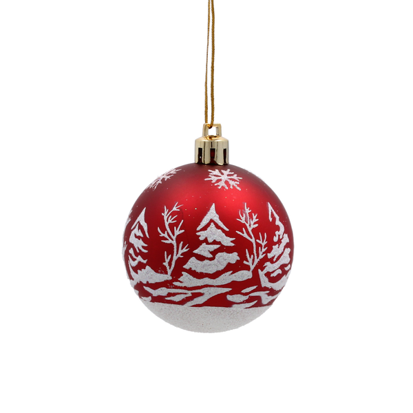 SET OF 8 CHRISTMAS BAUBLES RED 6 CM