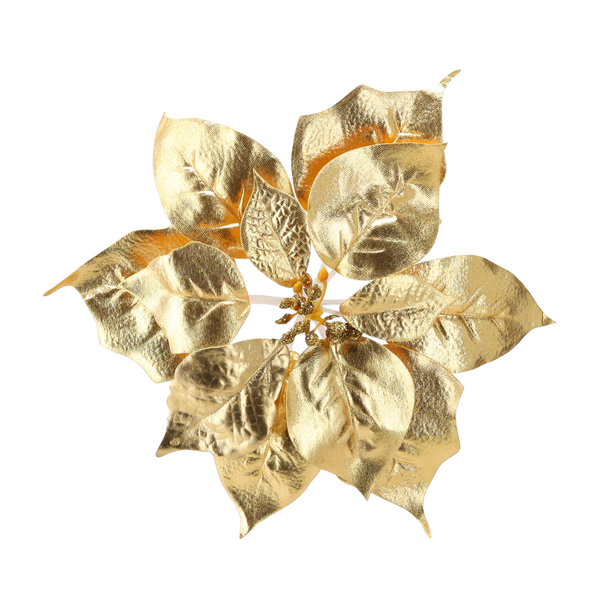 FLORĂ ARTIFICIALĂ - STEAUA BETLEHEMULUI 25 CM PE CLIPS AURIE ambalaj=12 buc *3858