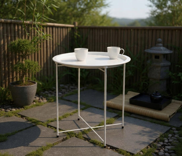 STOLIK KAWOWY OKRĄGŁY 47 x 47 x 50,5 CM BIAŁY *1074