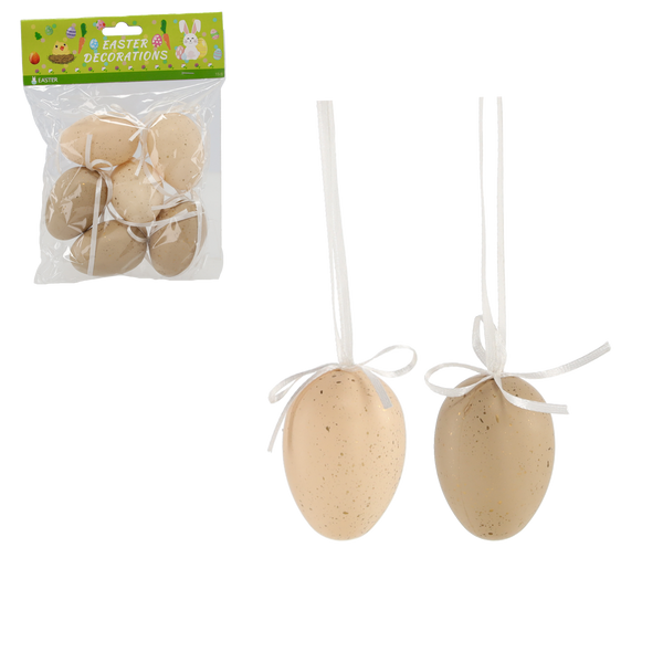 SET OF 6 EASTER EGGS WITH A PENDANT ASSORTED COLORS