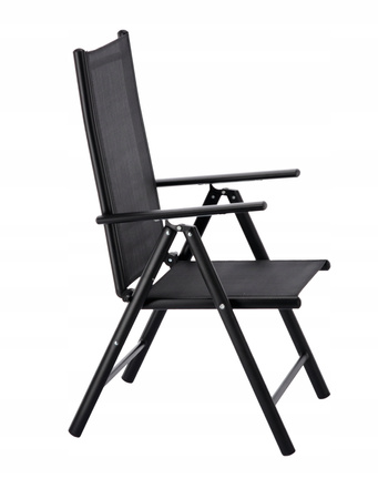 SKLADACIA ZÁHRADNÁ STOLIČKA HLINÍK 66 x 56 x 107 CM ČIERNA *3507