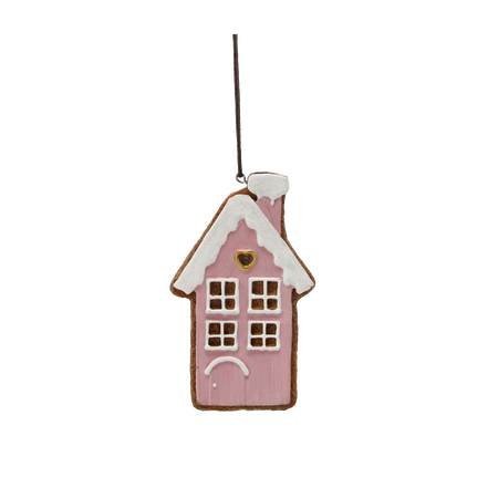 CHRISTMAS PENDANT - GINGERBREAD HOUSE PINK 12.5 CM