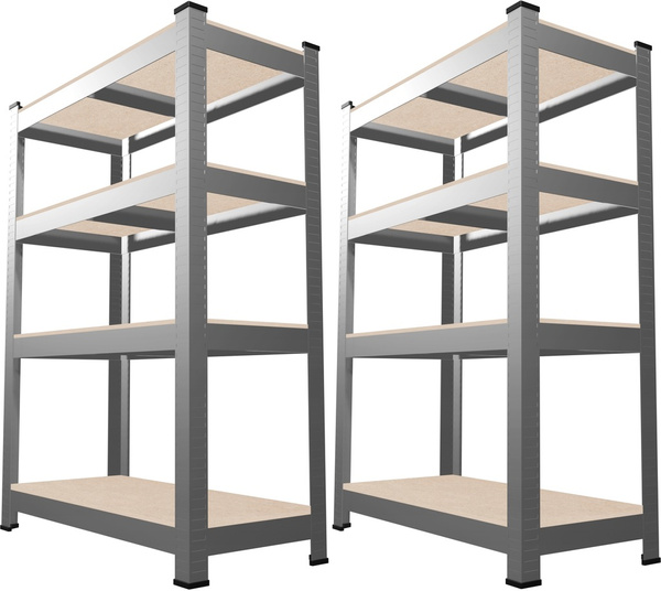 ZESTAW DWÓCH REGAŁÓW 4-POZIOMOWYCH 150 x 70 x 30 CM UDŹWIG PÓŁKI: 150 KG *2165