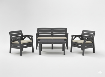 SADA ZAHRADNÍHO NÁBYTKU ANTRACITOVÉ "SANTANA" (2x KŘESLO, LAHNĚ 2os.) *5215