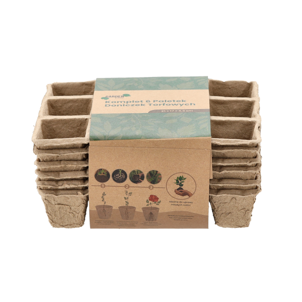 KPL. 6 PALETEK KĽUČOVÝCH HRNČEKOV TORFOVÝCH 21 x 17 x 4,5 CM