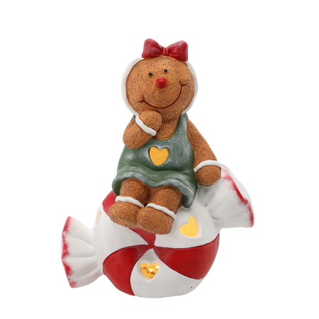 FIGURINE OF THE NATIVITY SCENE - GINGERBREAD FIGURE SITTING ON A CANDY 26,5 X 15 X 35 CM LED