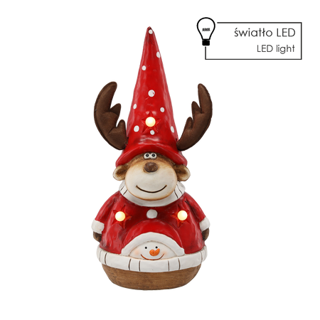 FIGURINE OF THE NATIVITY SCENE - REINDEER WITH A HAT 26 X 16,5 X 48 CM LED 