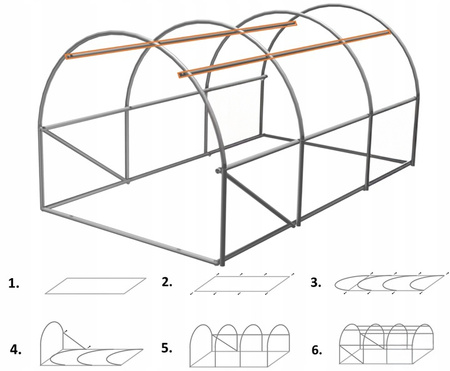 SERĂ DE GRĂDINĂ 3 SEGMENTE 3 x 2 x 2 M VERDE CU UȘI PE HINGE *3941