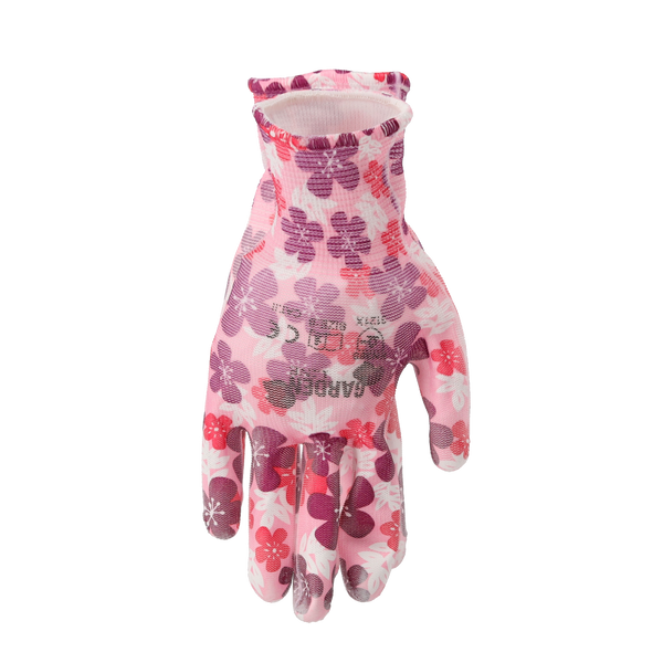 GARDEN GLOVES "7" PATTERN, POLYESTER WITH POLYURETHANE PACKET=12