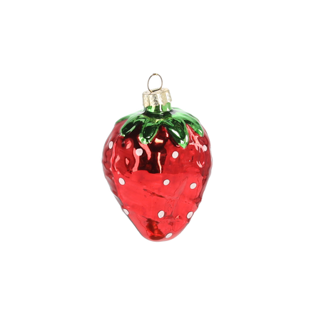 GLASS BAUBLE - STRAWBERRY 5,5 x 5 x 8 CM