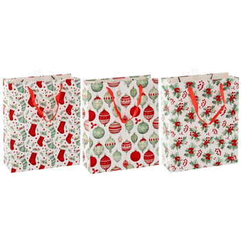 CHRISTMAS GIFT BAG "CHRISTMAS SYMBOLS" 30 x 42 x 12 CM MIX DESIGNS