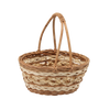 KOSZYK RATTANOWY 22 x 17 x 10/20 CM Z UCHWYTEM - NATURALNY Z BIAŁYM *7398