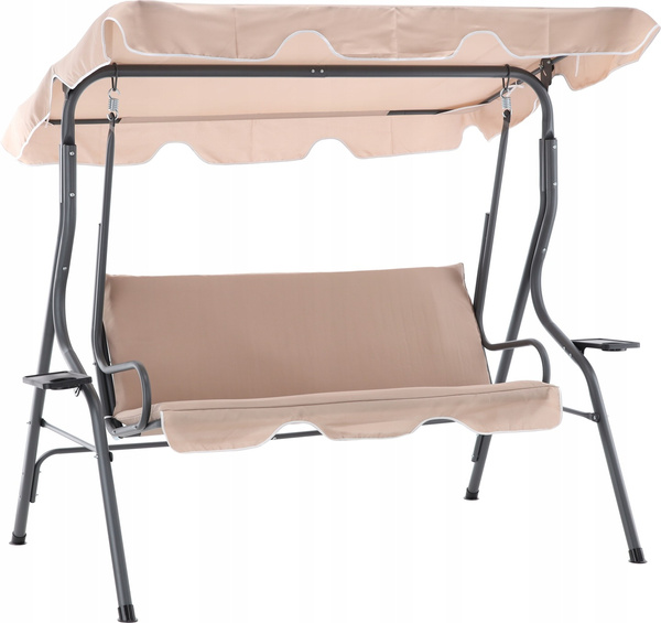 GARDEN SWING 170 X 110 X 153 CM GRAY WITHOUT ROOF WITH CUP HOLDERS