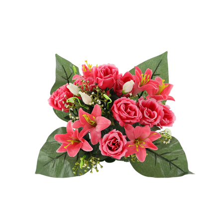 ARANJAMENT FLORAL ARTIFICIAL RĂNDURI ŞI LILIAC 25 x 27 x 27 CM MIX DE CULORI ambalaj=12 buc *2959