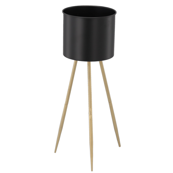 Suport pentru flori/plante 24 x 24 x 70 cm negru cu picioare aurii *1388