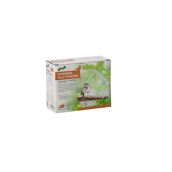 KARMNIK DLA PTAKÓW 2-CZĘŚCIOWY PRZEZROCZYSTY Z PRZYSSAWKĄ *4380