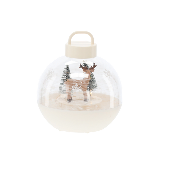 ORNAMENT DE CRĂCIUN BOMBĂ 15 X 15 X 17 CM CU MUZICĂ LED - ALB - REN FOTOGRAF *3504