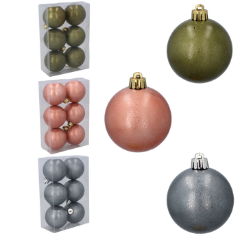 KPL. 6 BOMBE 6 CM OLIV/ CUPRU/ GRAFIT *7184