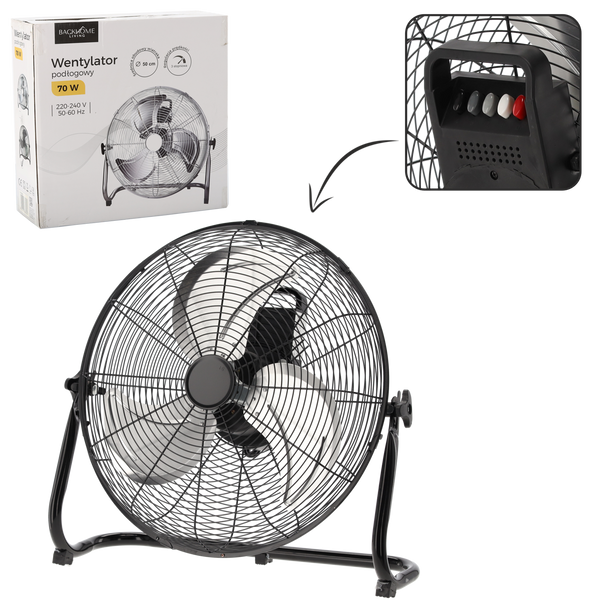 WENTYLATOR PODŁOGOWY CZARNY 70W *8984