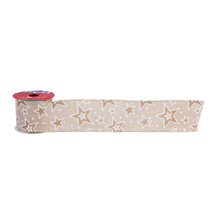 ŚWIĄTECZNA WSTĄŻKA DEKORACYJNA 6,3CM X 2,7M ZŁOTA MIX WZORÓW opak=16szt. *2237