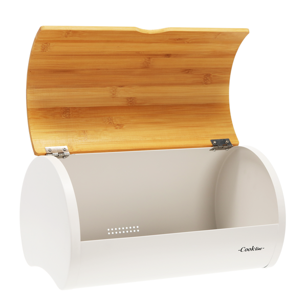 CHLEBAK SABROSO - EMAILAT CU CAPAC DIN BAMBUS 38 x 25 x 18 CM ALBASTRU