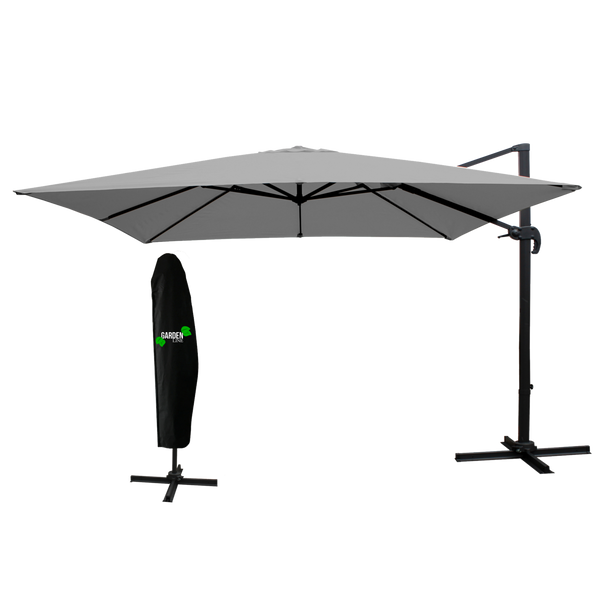 PARASOL OGRODOWY "ROMA" 3 x 4 M SZARY Z POKROWCEM