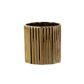 VAS CERAMIC PENTRU GHIVECI 18 x 18 x 18 CM AURIT CU DREPTUNGI *5627