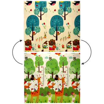 DVOJITÁ VZDĚLÁVACÍ PODLOŽKA 180x200x1 CM SKLADACÍ ZVÍŘATA- STROMY + TAŠKA *4350