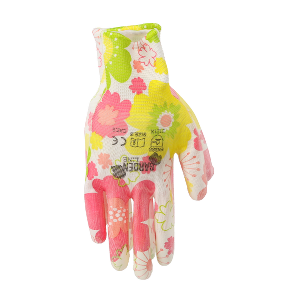 GARDEN GLOVES "7" PATTERN, POLYESTER WITH POLYURETHANE PACKET=12