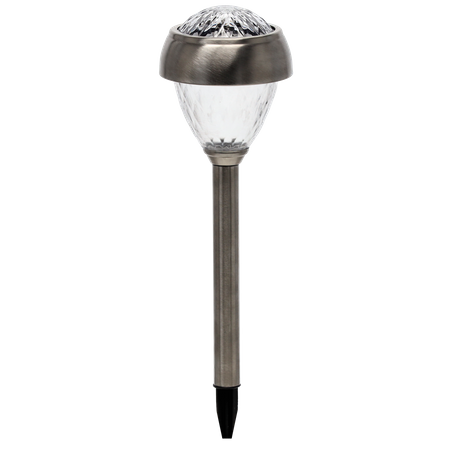 LAMPA SOLARNA LEYA 9,2 x 9,2 x 38 CM SREBRNA CIEPŁY BIAŁY disp=12szt *4238