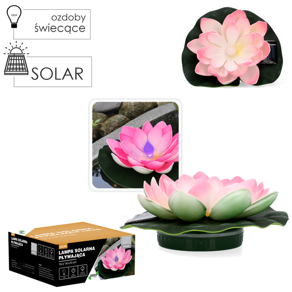LAMPA SOLARNA PŁYWAJĄCA LILIA 18 x 18 x 6 cm MULTIKOLOR *0074