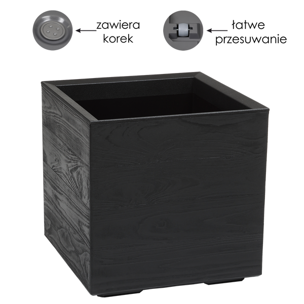 KWIETNIK KARO 400X400MM DESKA RECYCLED CZARNY*48915