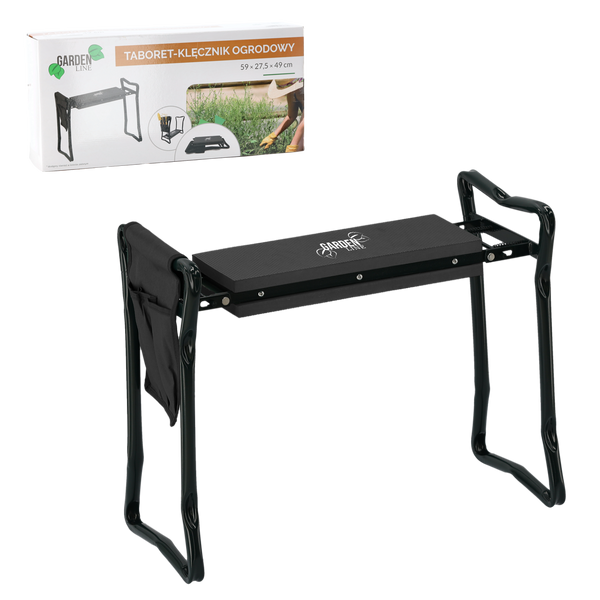 GARDEN KNEELING STOOL ČERNÝ 59 x 27,5 x 49CM *4644