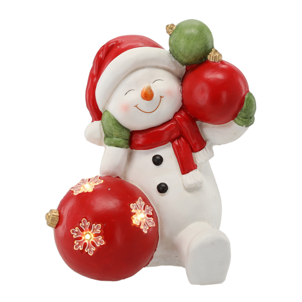 FIGURKA BOŽÍHO NAROZENÍ - SNĚHULÁK S BALEMI 26,3 X 24,2 X 32 CM LED *1117