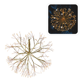 DECORAȚIUNE DE SĂRBĂTOARE - VASC AURIT 40 CM 288 MICROLED ALB CALD + FLICKER RECE INTERIOR/EXTERIOR *8271