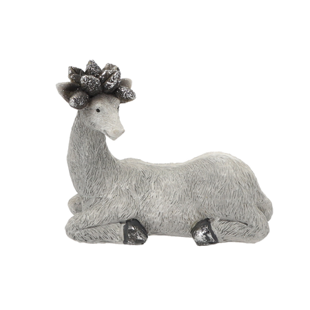 FIGURKA BOŽONÁŘ. – RENIFER LEŽÍCÍ ŠEDÝ 17,5 x 8,5 x 15 CM balení=4 ks *5180