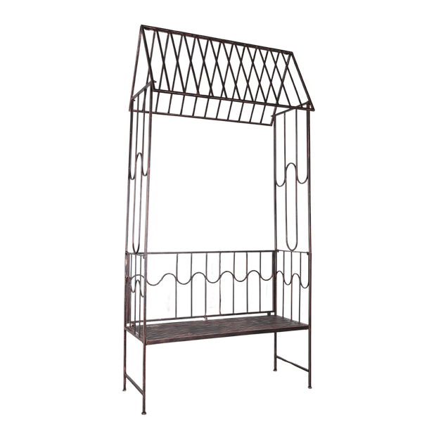 PERGOLĂ DE GRĂDINĂ CU BANCĂ 123 x 63 x 252 CM BRONZ ANTIC*1456