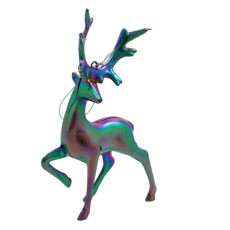 CHRISTMAS TREE DECORATION ELK WITH PETROL EFFECT 10 x 15 CM