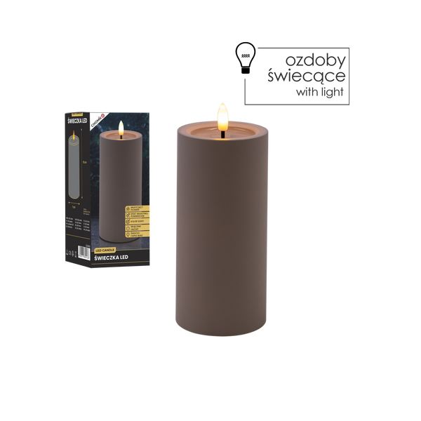LED CANDLE GREY 7 X 15 CM