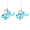 SET OF 2 CHRISTMAS TREE DECORATIONS SANTA IN AEROPLANE
